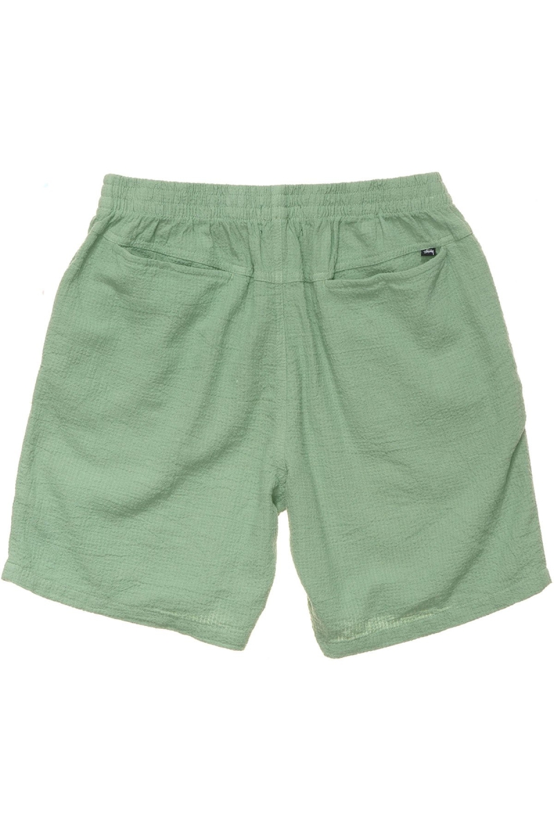 Green Men's Stussy Grid Seersucker Beach Shorts | CA0000644