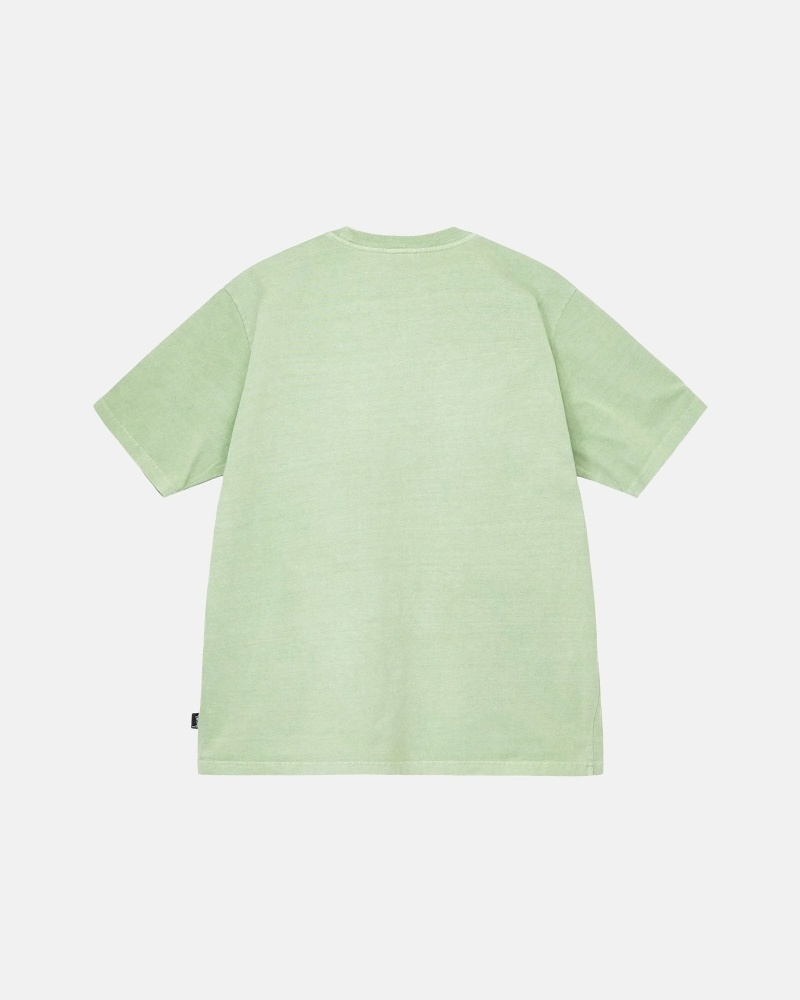 Green Men's Stussy Heavyweight Pigment Dyed Crew T Shirts | CA0000194