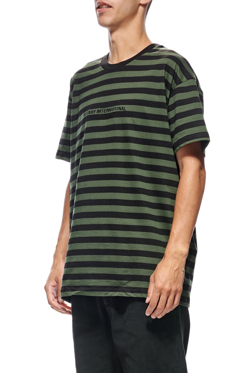 Green Men's Stussy International Stripe SS T Shirts | CA0000224