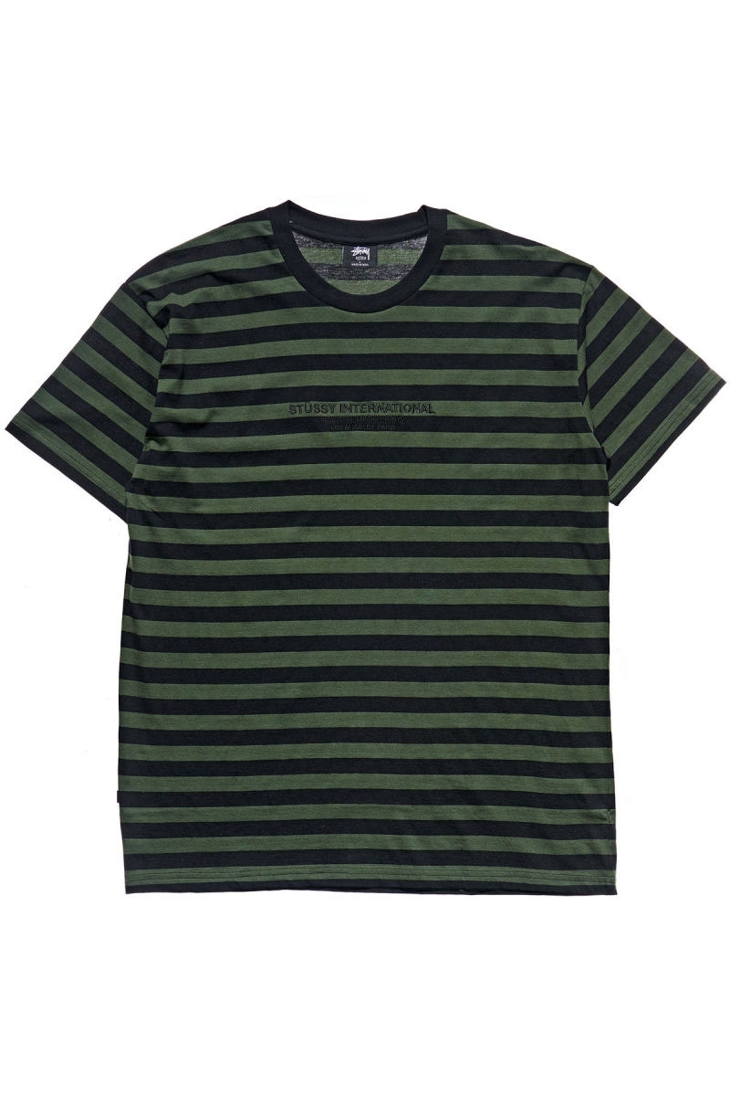 Green Men\'s Stussy International Stripe SS T Shirts | CA0000224