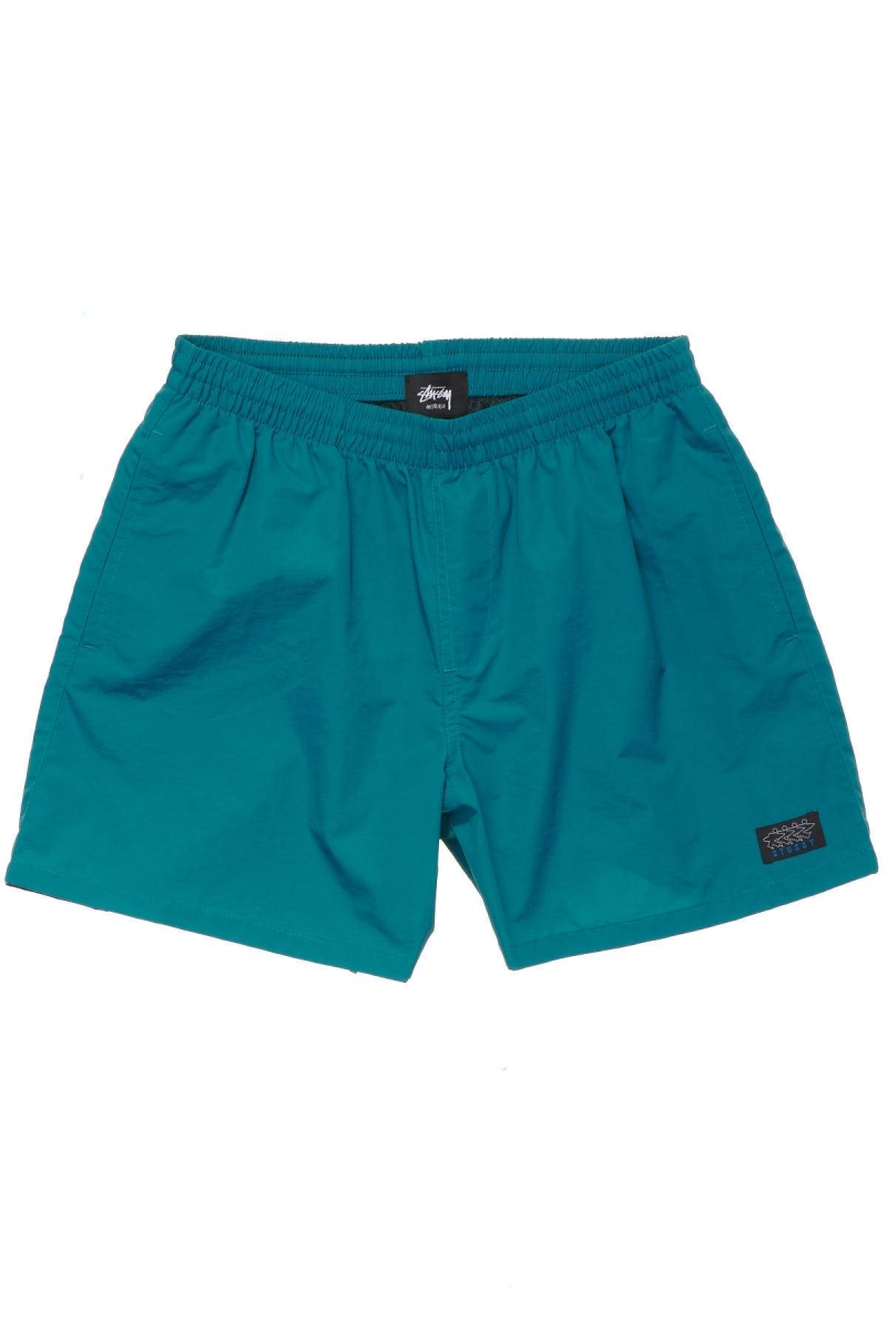 Green Men\'s Stussy Nylon Big Beach Shorts | CA0000651