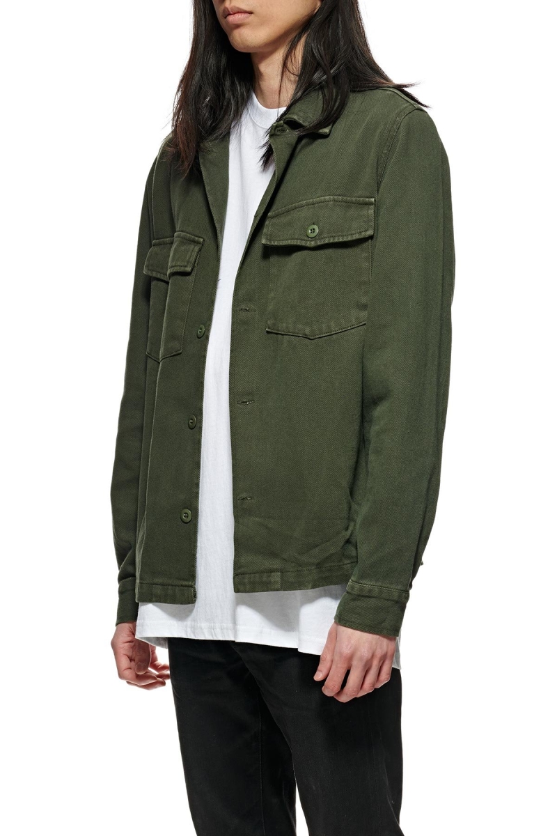 Green Men's Stussy Olly Work Shirts | CA0000328