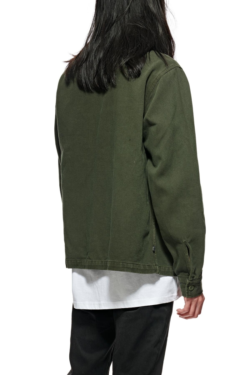 Green Men's Stussy Olly Work Shirts | CA0000328