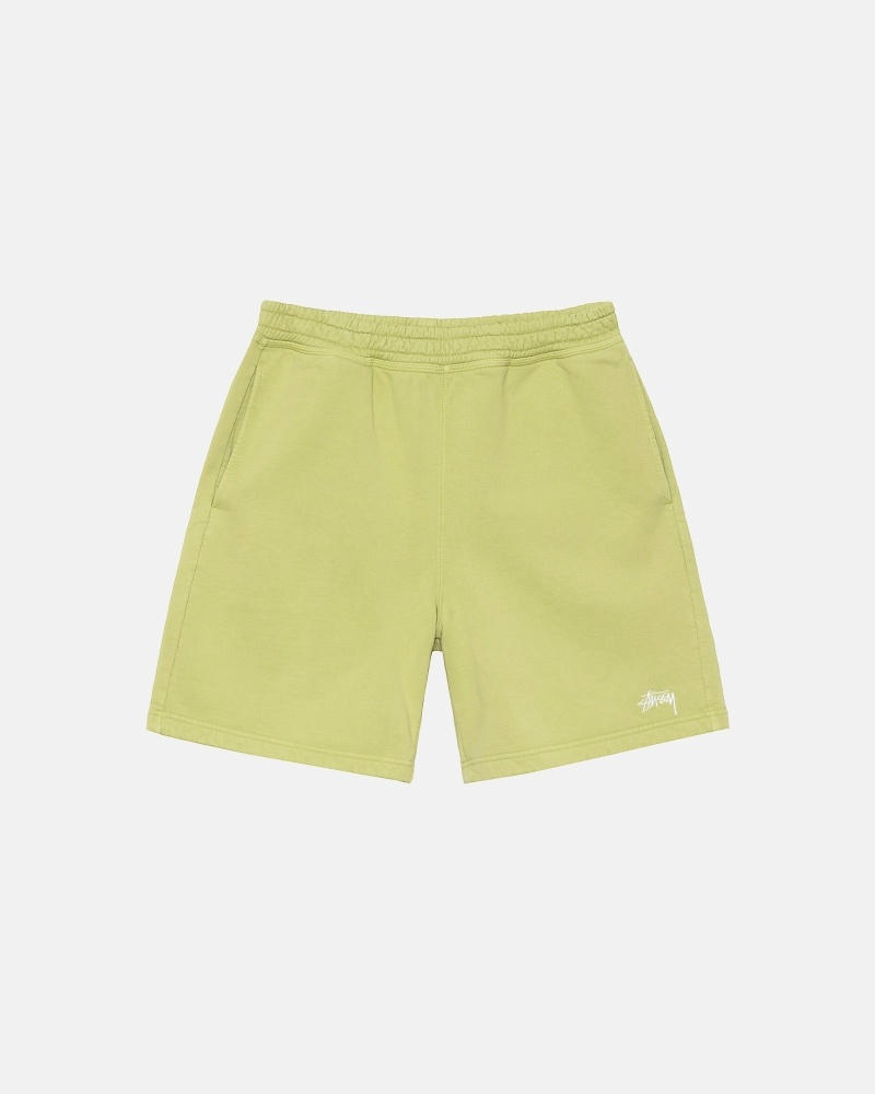 Green Men\'s Stussy Overdyed Stock Logo Shorts | CA0000657