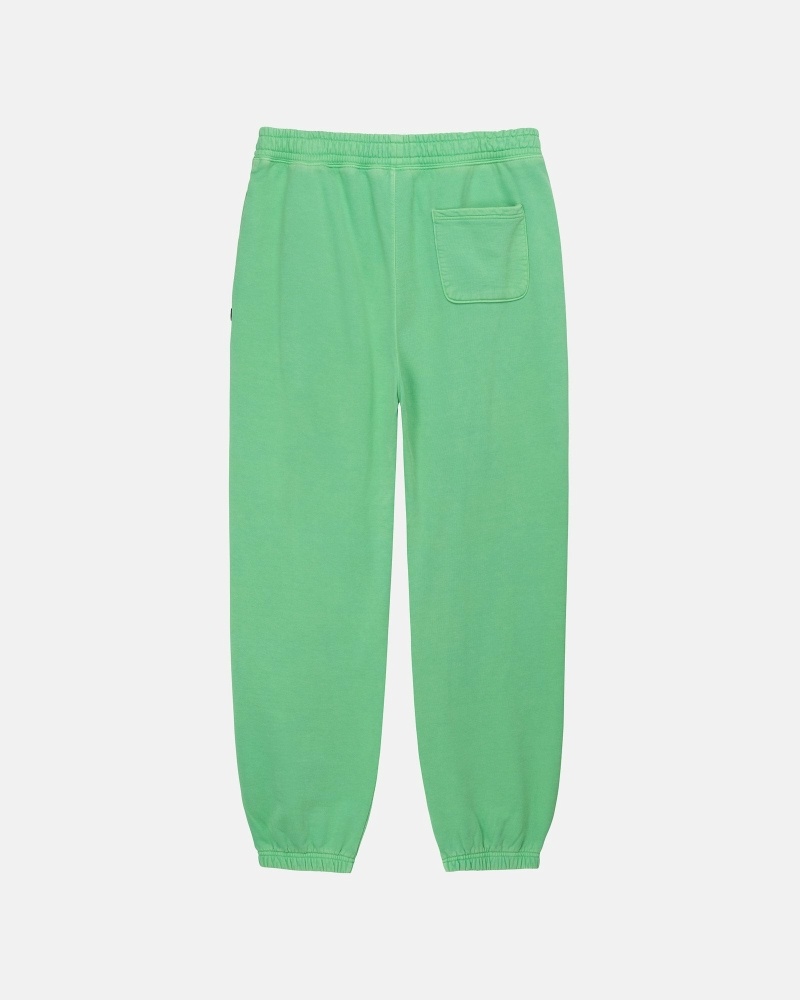 Green Men's Stussy Pigment Dyed Fleece Pants | CA0000573