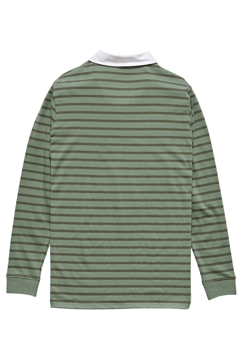 Green Men's Stussy Plain Stripe LS Rugby Shirts | CA0000331