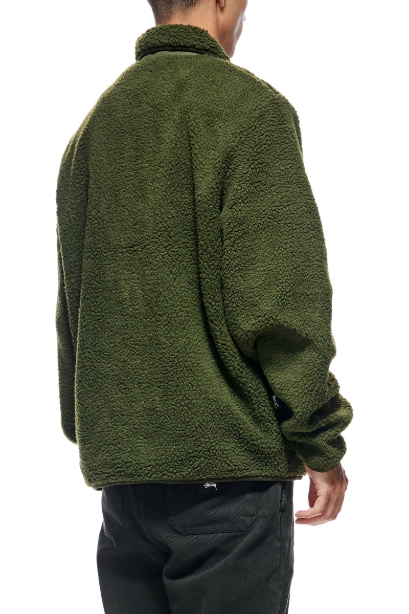 Green Men's Stussy Sherpa Button Down Jackets | CA0000358