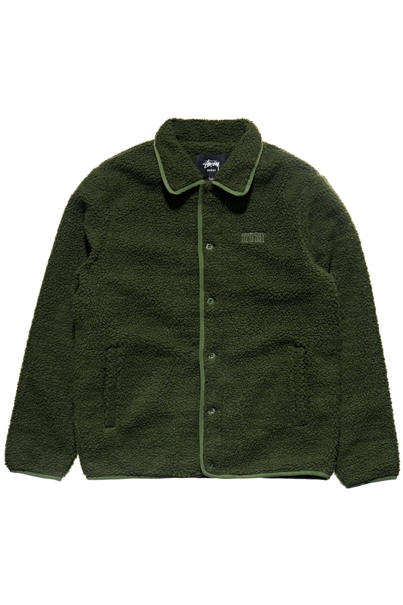 Green Men\'s Stussy Sherpa Button Down Jackets | CA0000358