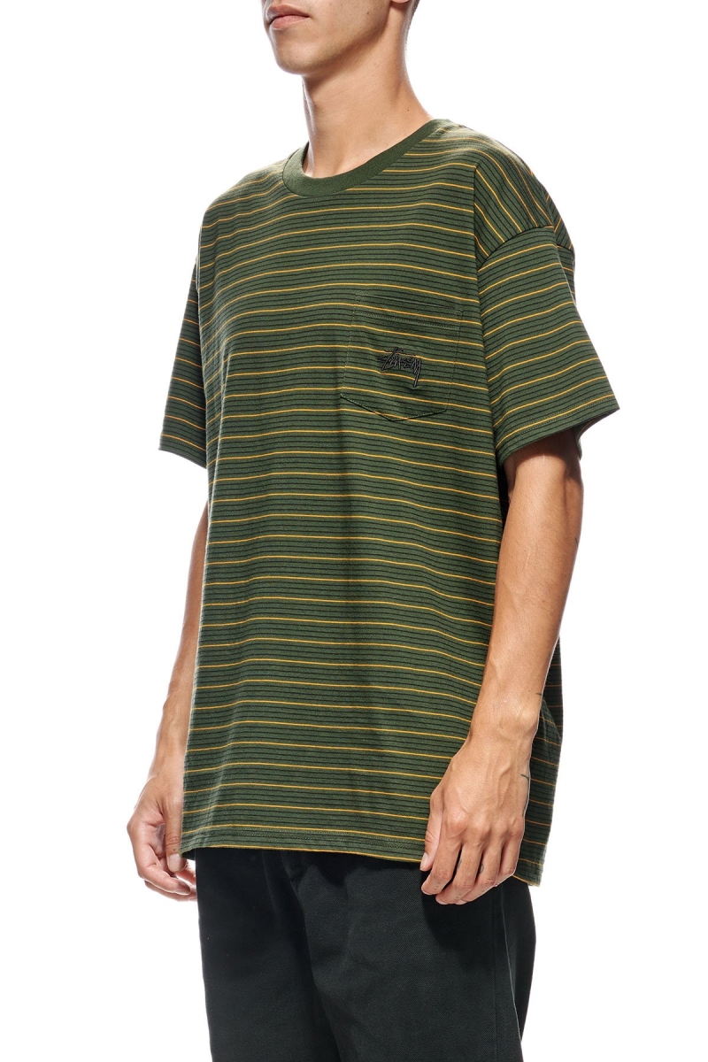 Green Men's Stussy Stock Pocket SS T Shirts | CA0000274