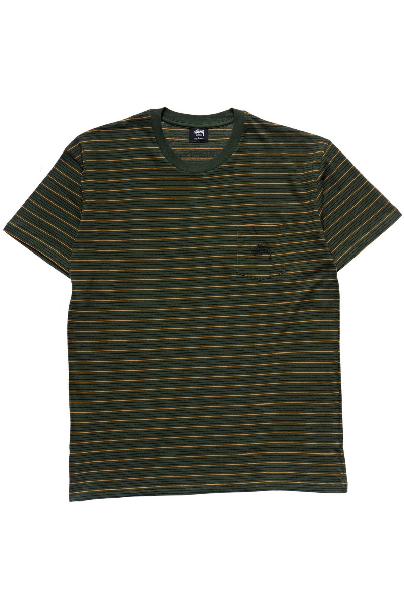 Green Men\'s Stussy Stock Pocket SS T Shirts | CA0000274