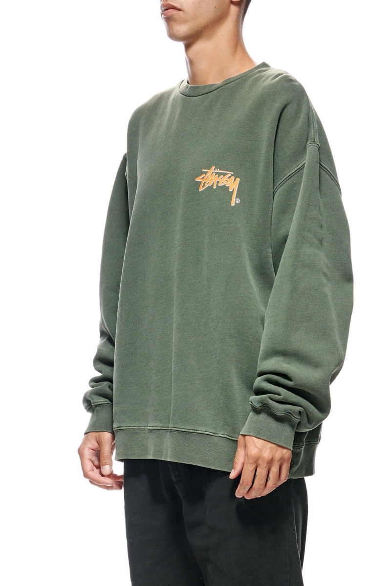 Green Men's Stussy Stock Shadow Crew Sweaters | CA0000854