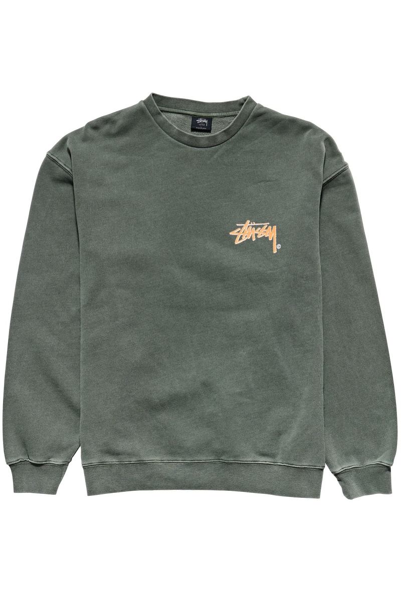 Green Men\'s Stussy Stock Shadow Crew Sweaters | CA0000854