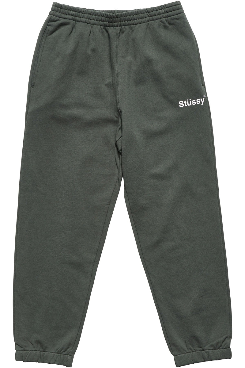 Green Men\'s Stussy Text Fleece Track Pants | CA0001007