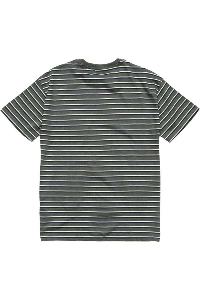 Green Men's Stussy Text Pocket Stripe T Shirts | CA0000276