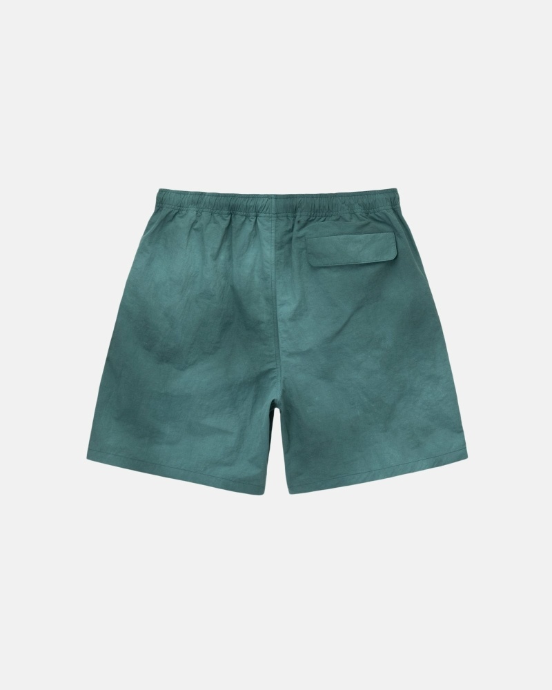 Green Men's Stussy Wave Dye Nylon Short Shorts | CA0000714