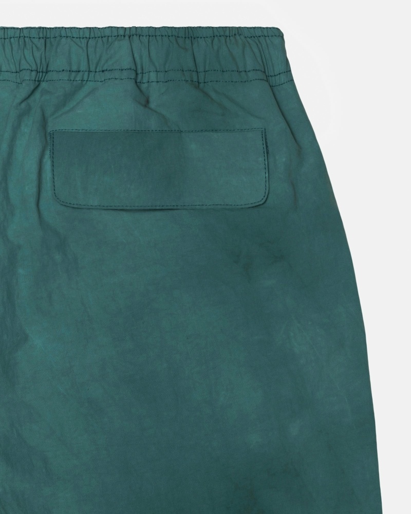 Green Men's Stussy Wave Dye Nylon Short Shorts | CA0000714