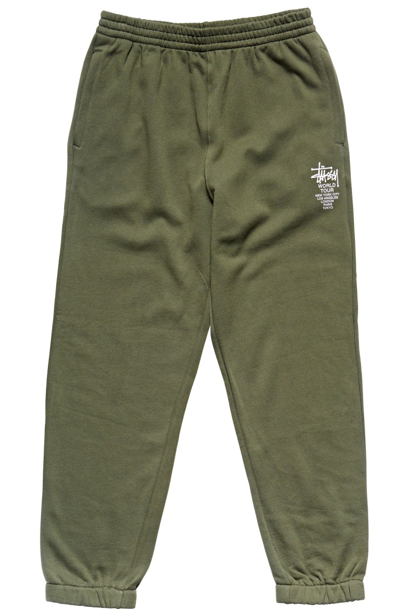 Green Men\'s Stussy World Tour Track Pants | CA0001013