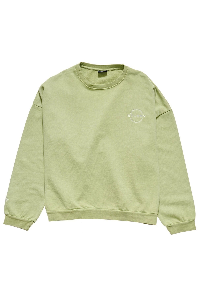 Green Women\'s Stussy City Circle OS Crew Sportswear | CA0000754