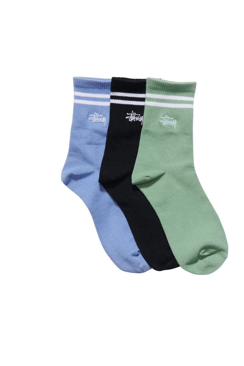 Green Women\'s Stussy Graffiti (3 Pack) Socks | CA0000723