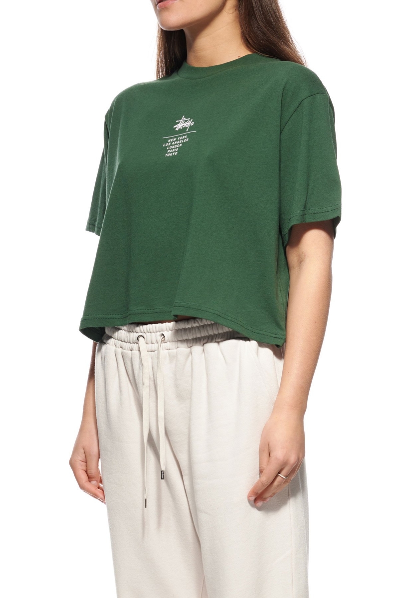 Green Women's Stussy Graffiti Boxy T Shirts | CA0000177