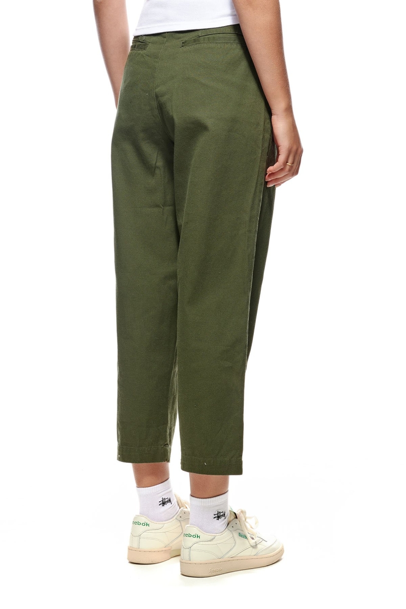 Green Women's Stussy Harlan Cropped Pleat Pants | CA0000559