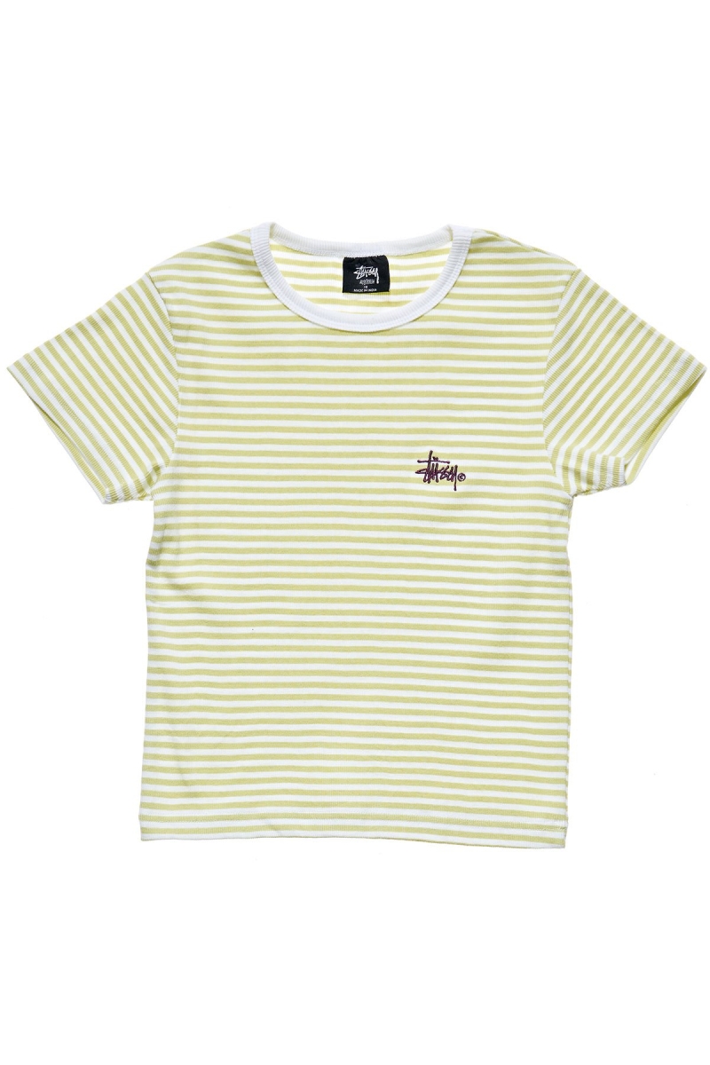 Green Women\'s Stussy Hyde Stripe Rib T Shirts | CA0000221