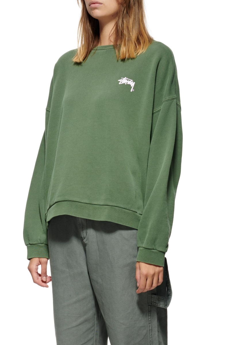 Green Women's Stussy Parkway OS Crew Sportswear | CA0000777