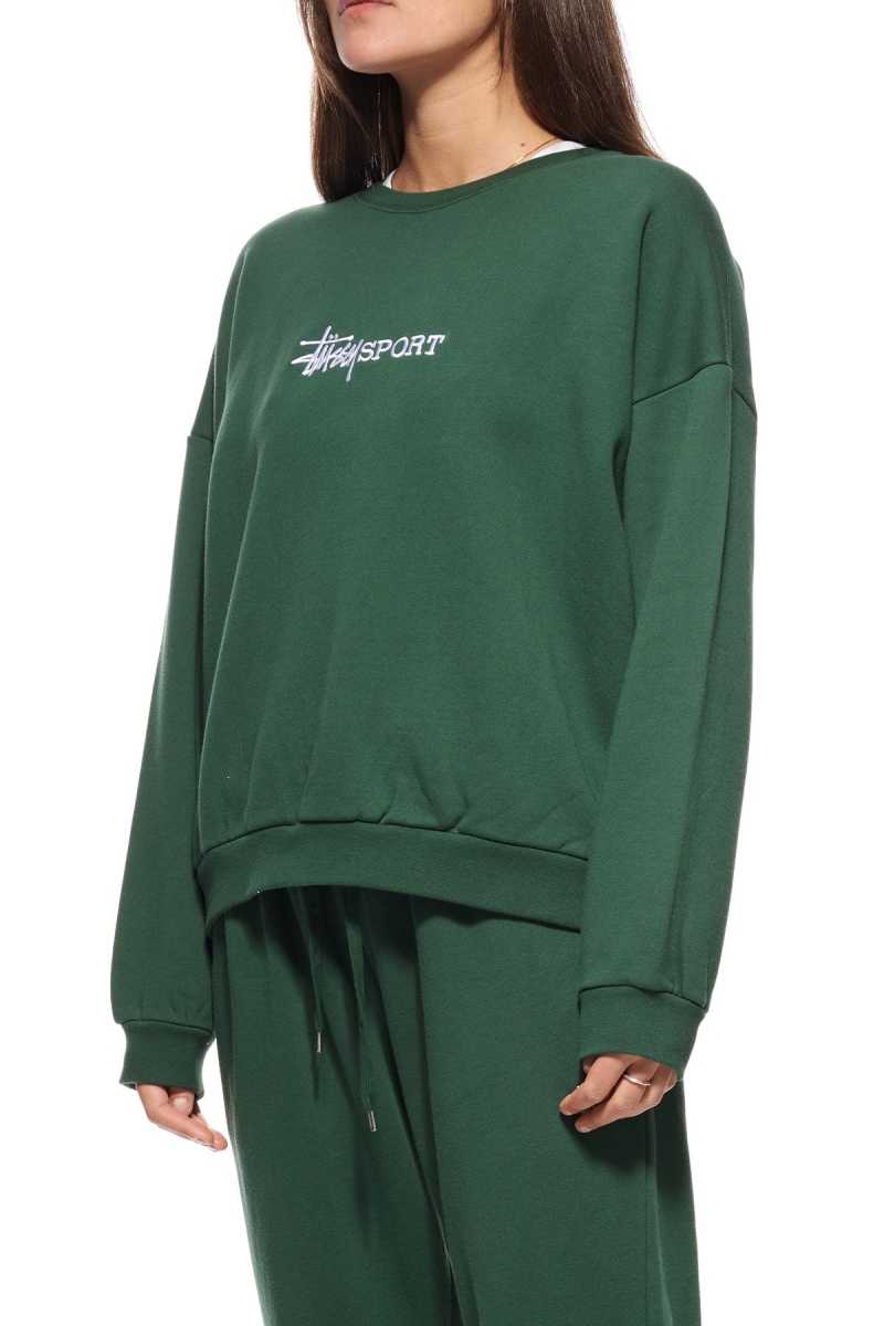 Green Women's Stussy Sport OS Crew Sportswear | CA0000787