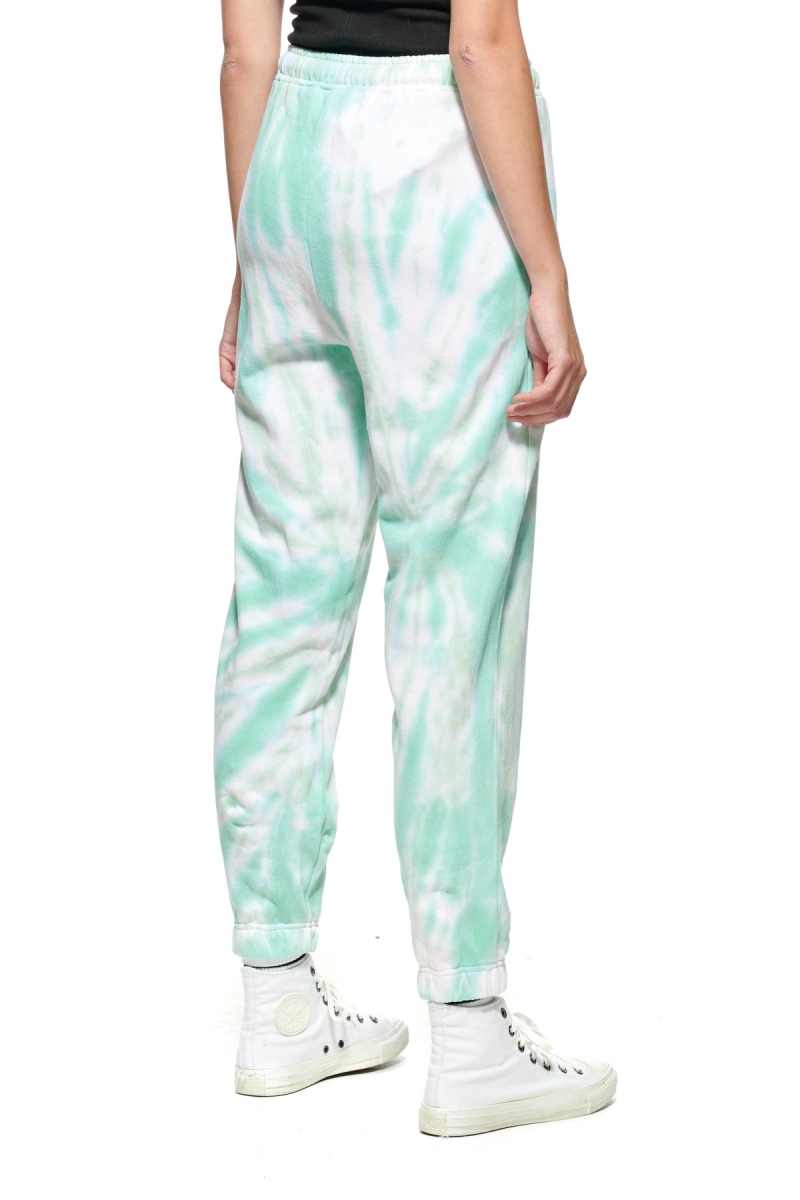 Green Women's Stussy Warped Tie Dye Track Pants | CA0001010