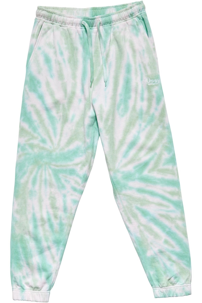 Green Women\'s Stussy Warped Tie Dye Track Pants | CA0001010