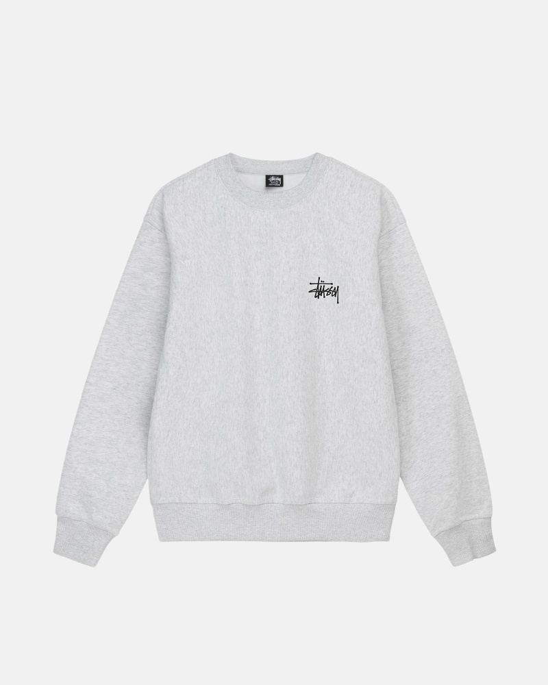 Grey Men's Stussy Basic Crew Hoodies | CA0000006