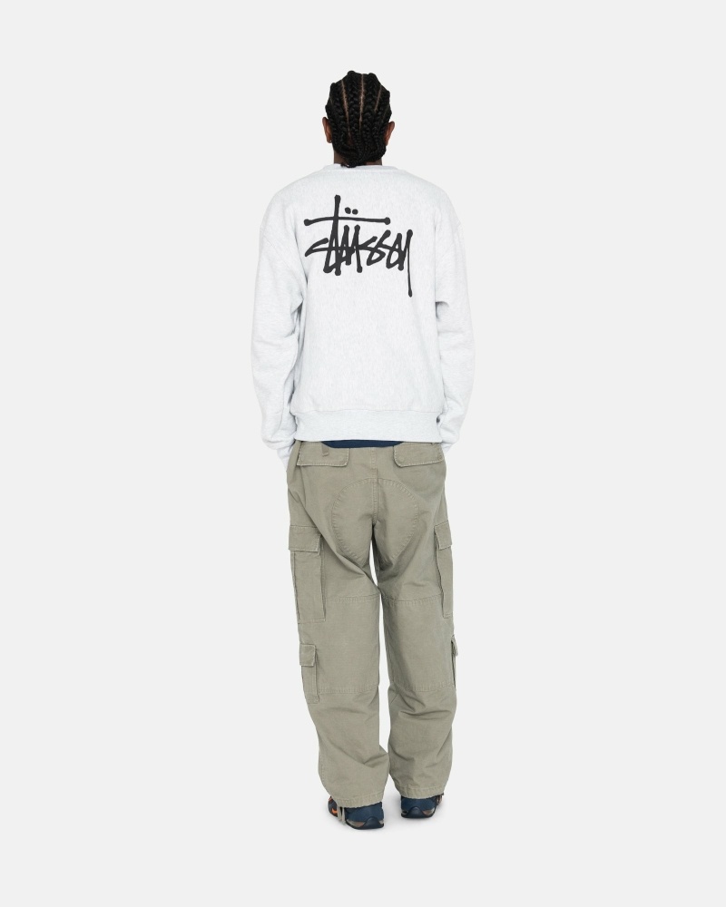 Grey Men's Stussy Basic Crew Hoodies | CA0000006