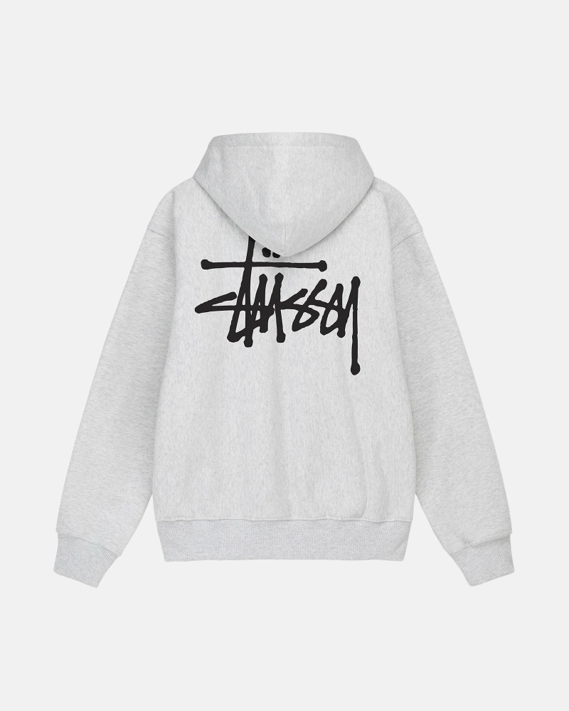 Grey Men's Stussy Basic Zip Hoodies | CA0000017