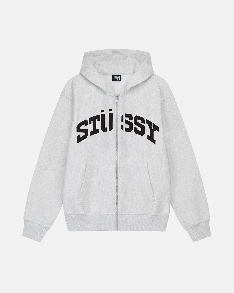 Grey Men\'s Stussy Block Sport Zip Hoodies | CA0000024