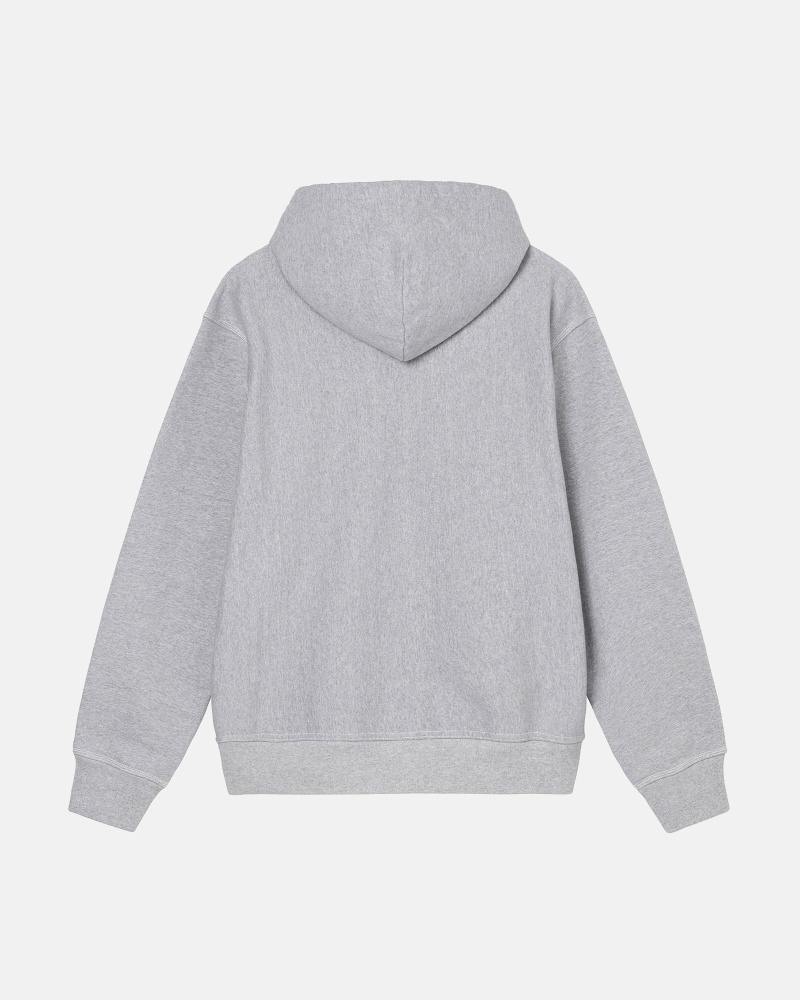 Grey Men's Stussy Contrast Stitch Label Hoodies | CA0000031