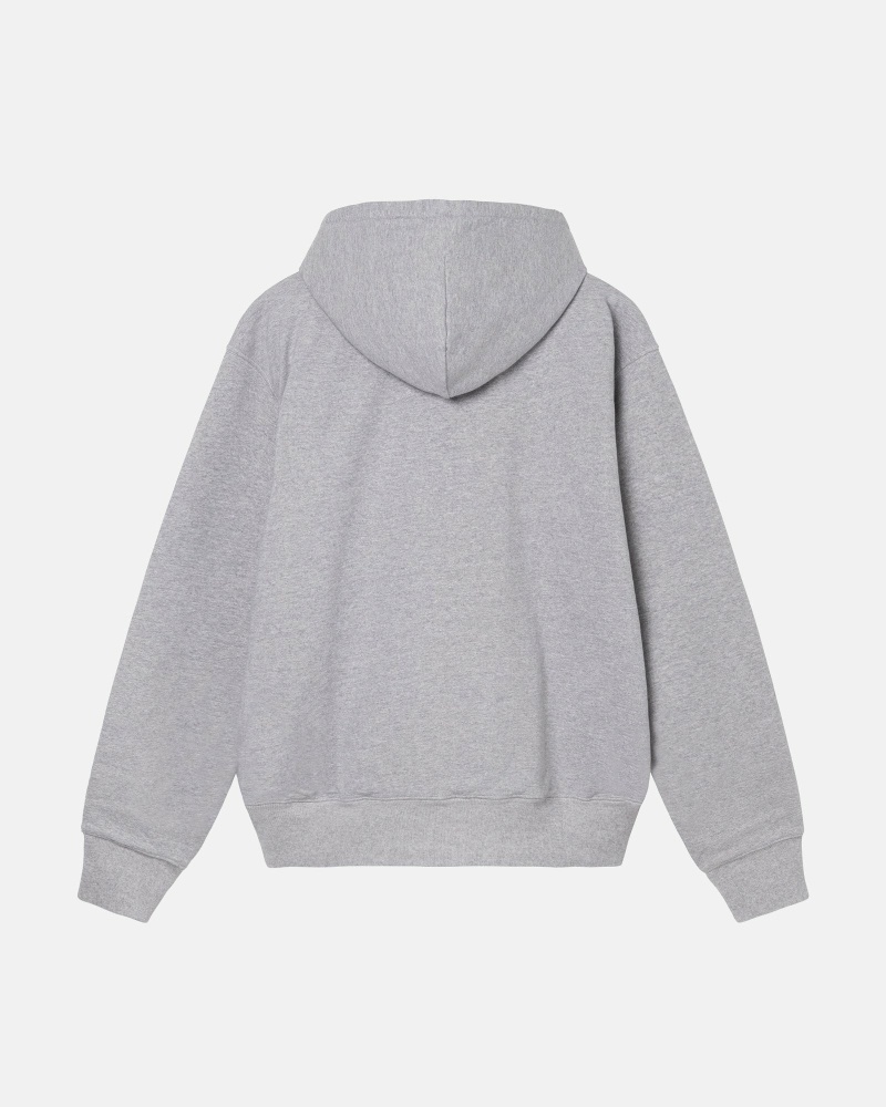 Grey Men's Stussy Double Face Label Zip Hoodies | CA0000040