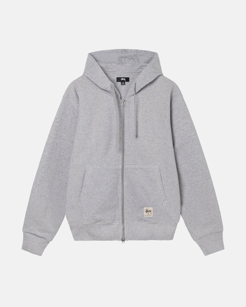 Grey Men\'s Stussy Double Face Label Zip Hoodies | CA0000040