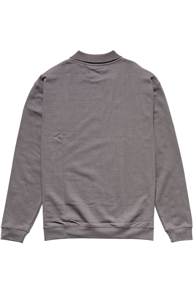 Grey Men's Stussy Polo Fleece Shirts | CA0000332