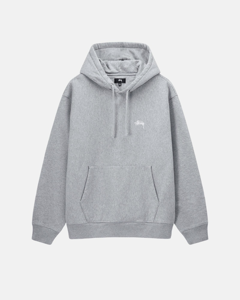 Grey Men\'s Stussy Stock Logo Hoodies | CA0000077