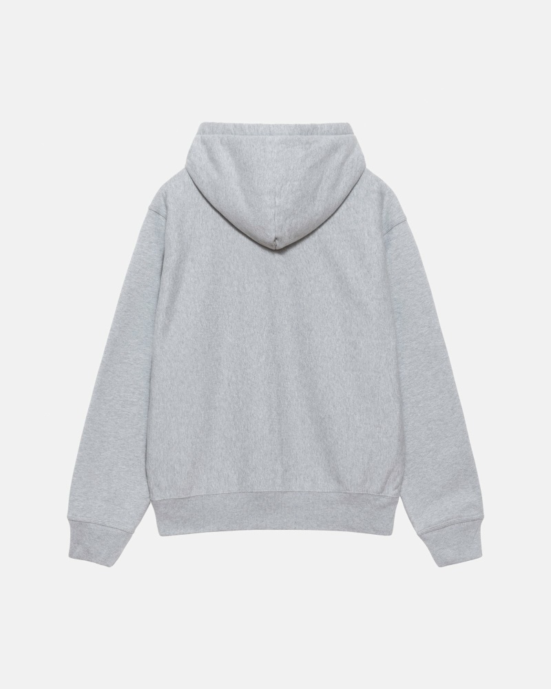 Grey Men's Stussy Stock Logo Zip Hoodies | CA0000084