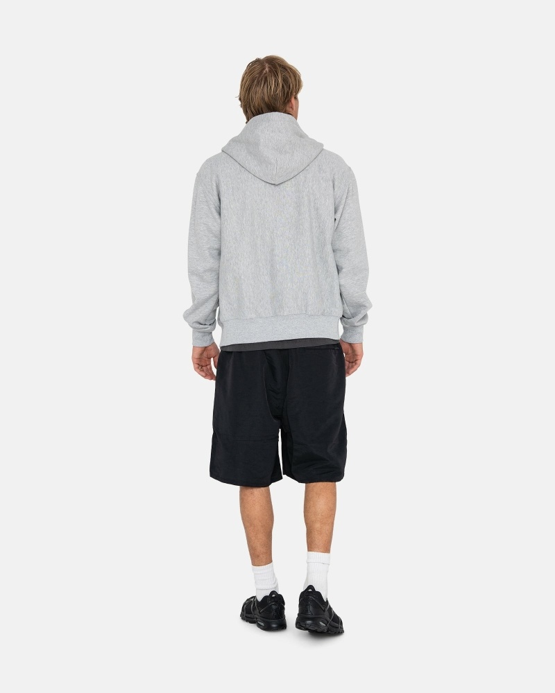 Grey Men's Stussy Stock Logo Zip Hoodies | CA0000084