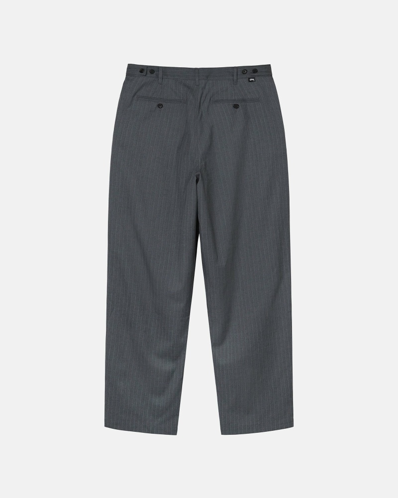 Grey Men's Stussy Stripe Volume Pleated Trouser Pants | CA0000599