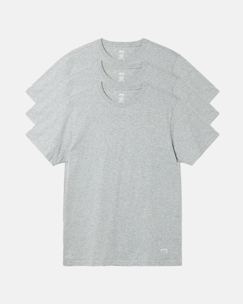 Grey Men\'s Stussy Undershirt - 3 Pack T Shirts | CA0000281