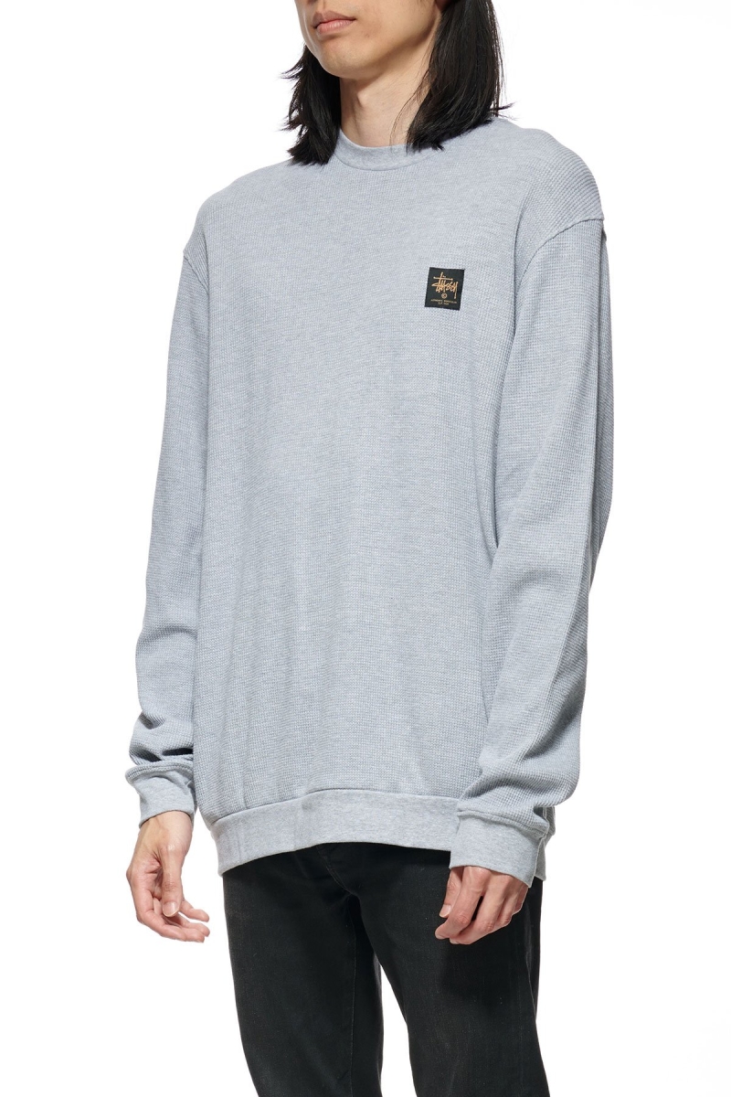 Grey Men's Stussy Workwear Waffle Crew Sweaters | CA0000865