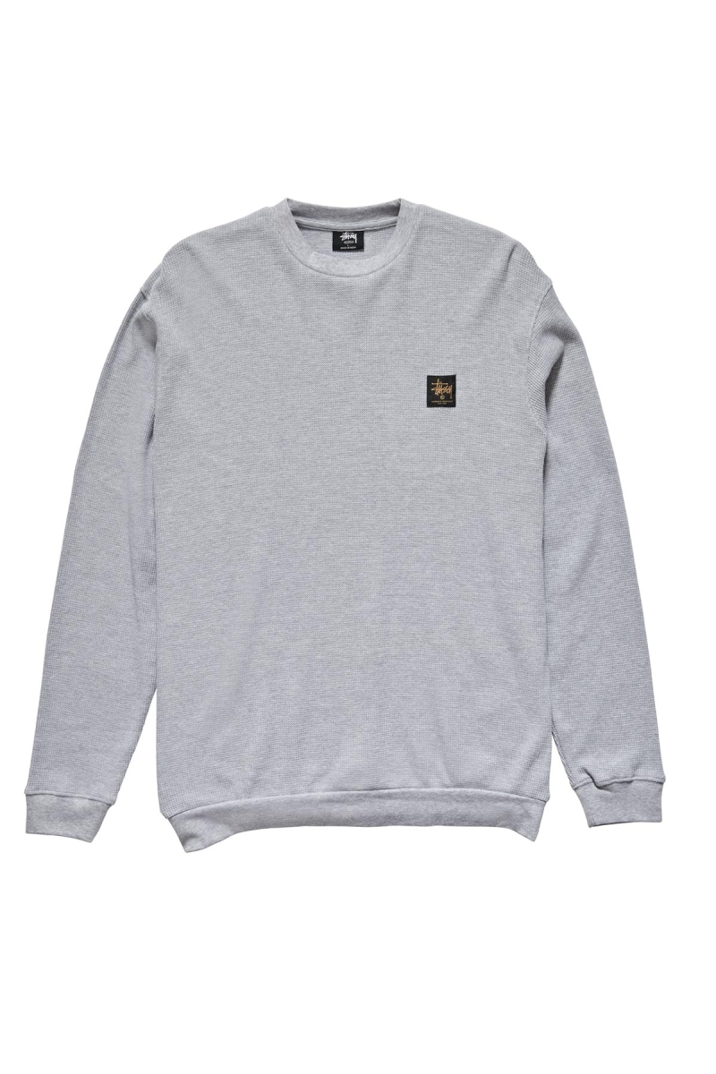 Grey Men\'s Stussy Workwear Waffle Crew Sweaters | CA0000865