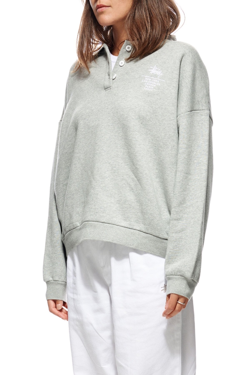 Grey Women's Stussy Graffiti OS Fleece Polo Sweaters | CA0000839