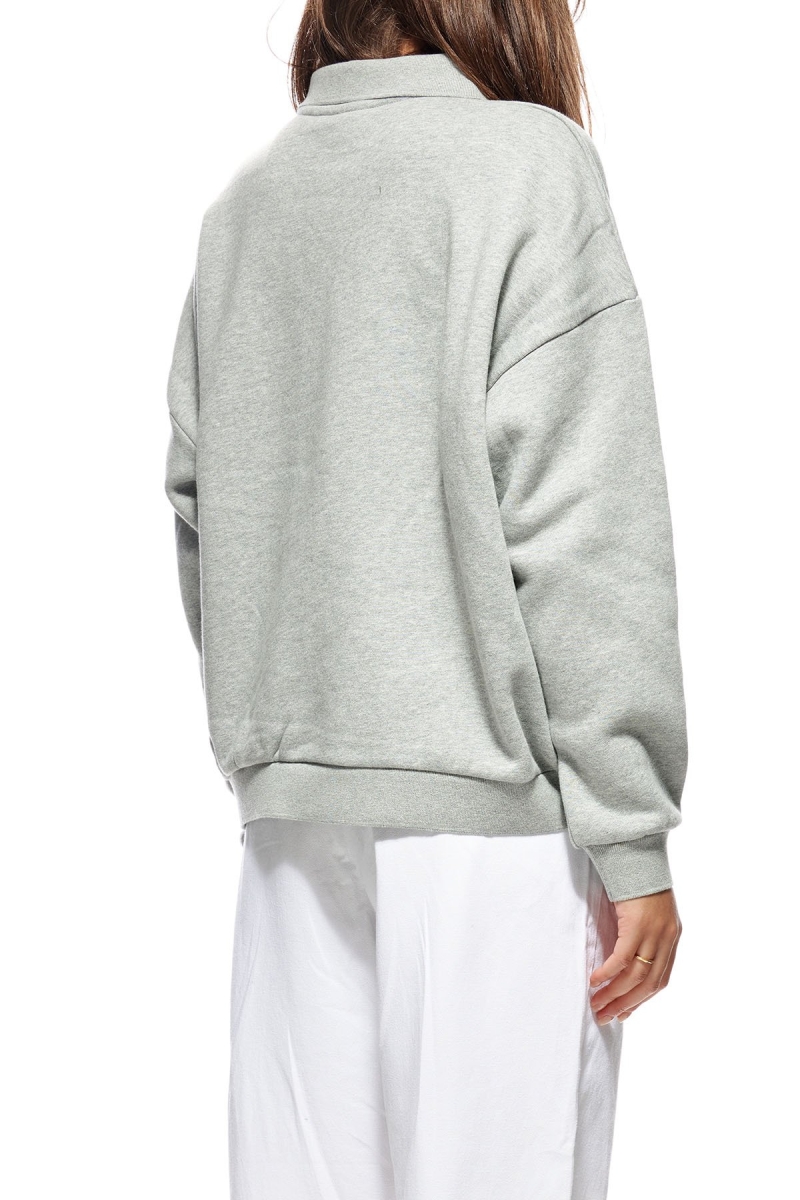 Grey Women's Stussy Graffiti OS Fleece Polo Sweaters | CA0000839