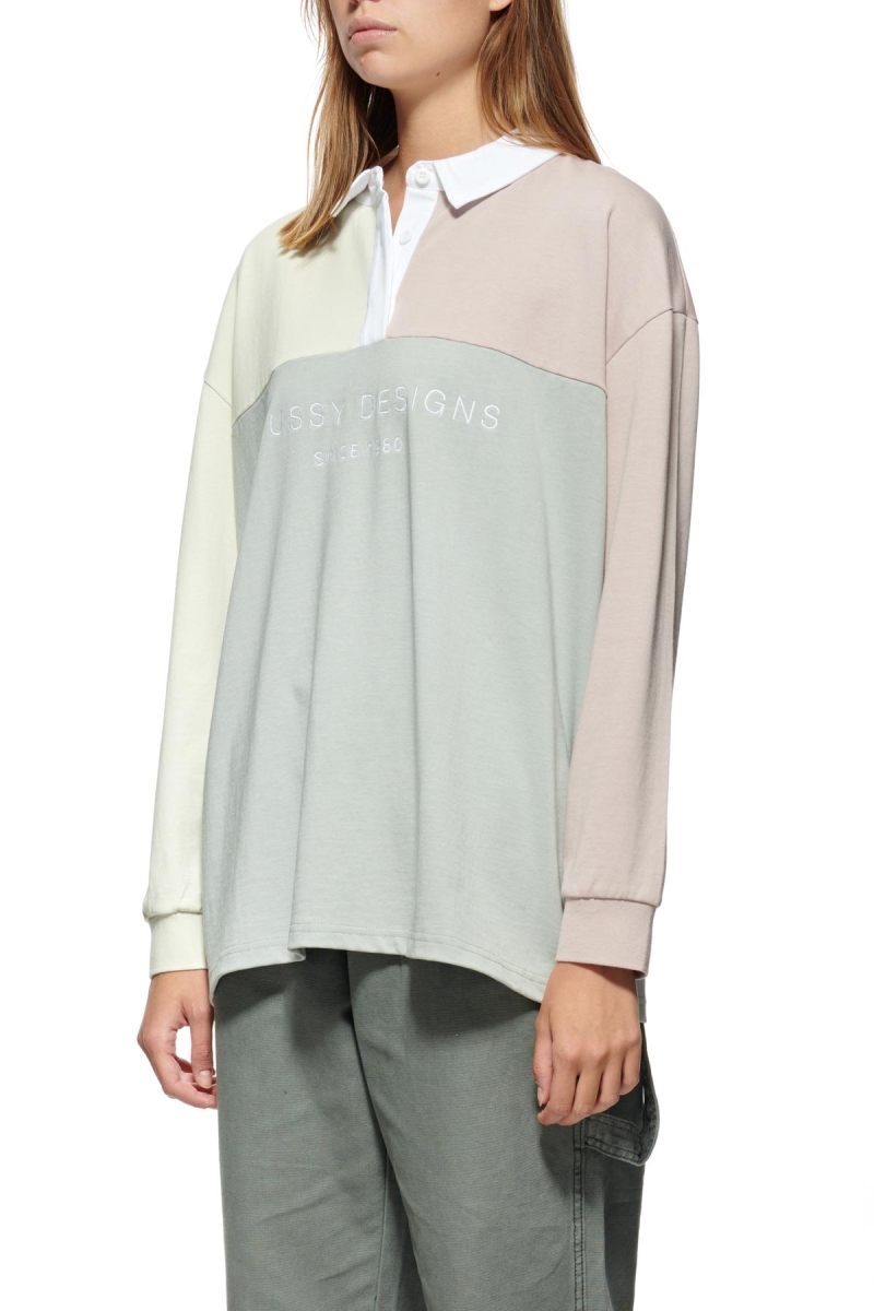 Grey Women's Stussy Hazel Panelled Rugby Shirts | CA0000313