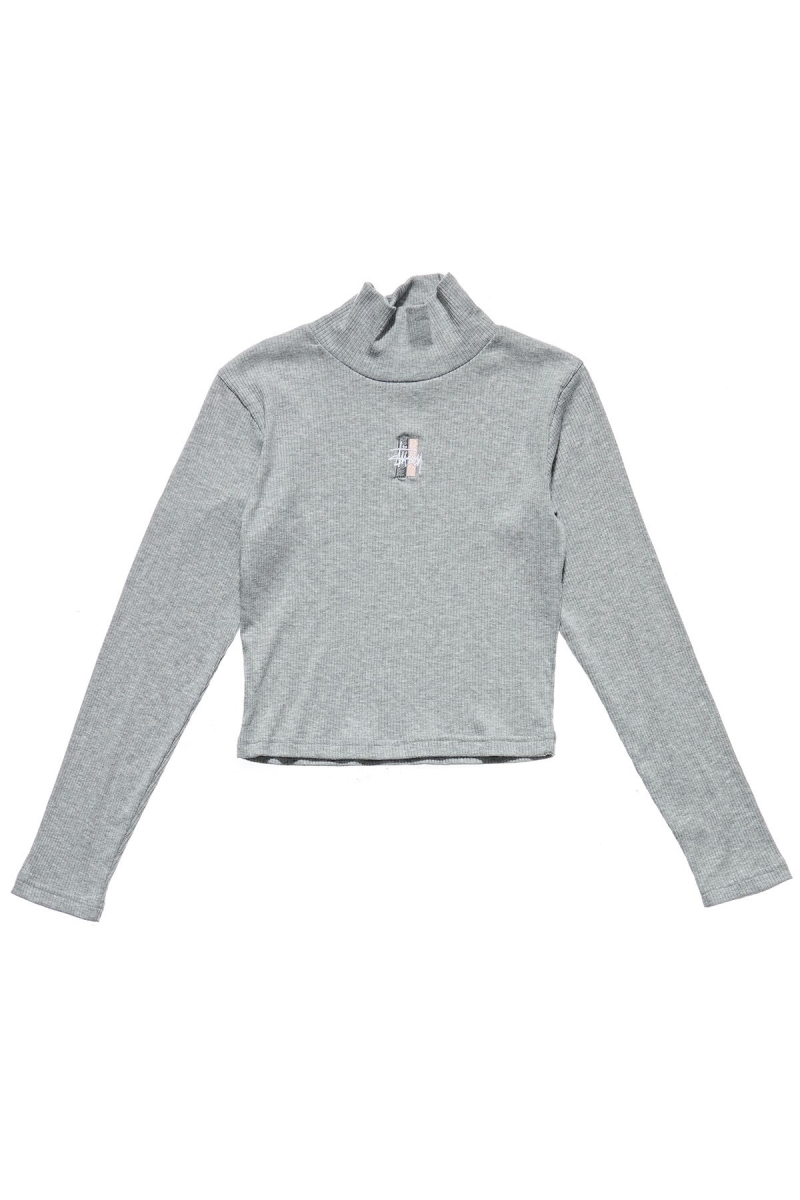 Grey Women\'s Stussy Leigh Turtleneck Sweatshirts | CA0000933