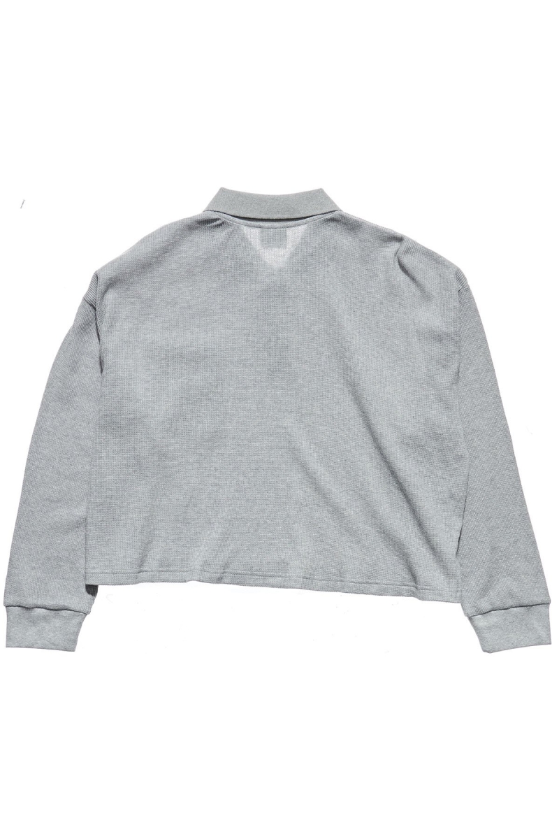 Grey Women's Stussy Owens Waffle Henley Sweatshirts | CA0000945